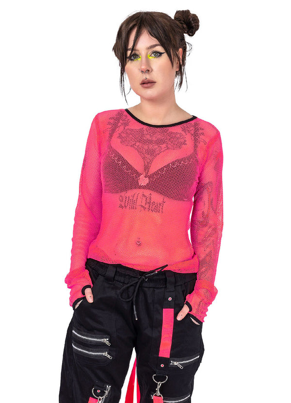 Poizen Industries Langarm Netz Top Future Pink
