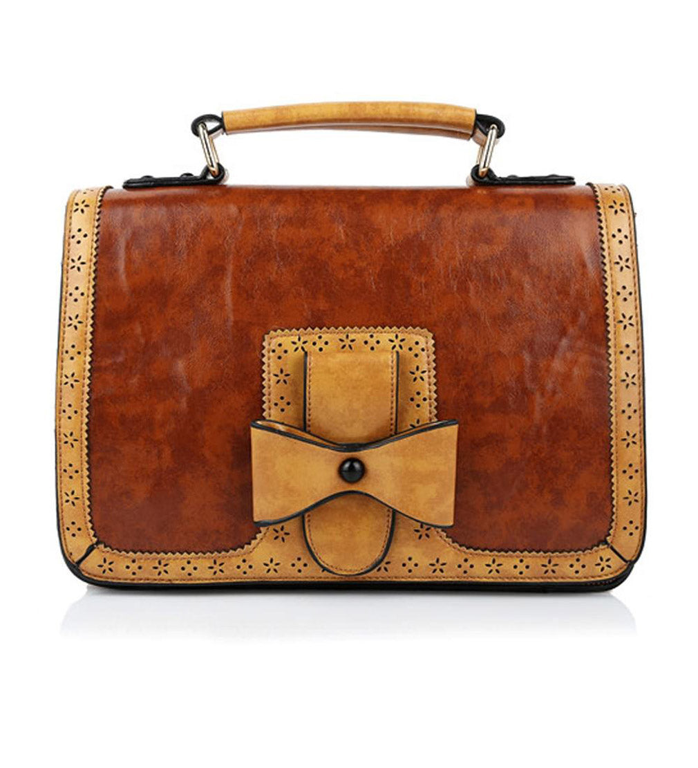 Banned Retro Schultertasche Scandal Bow Braun