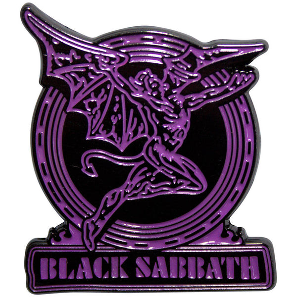 Black Sabbath Anstecknadel Purple Text Logo & Demon Pin Badge