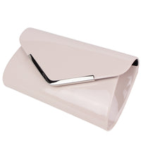 Schompi Vintage Damen Clutch Tasche Lack Abendtasche, abnehmbare Schulterkette Kettentasche, Glänzend, 50er Rockabilly Lederoptik