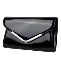 Schompi Vintage Damen Clutch Tasche Lack Abendtasche, abnehmbare Schulterkette Kettentasche, Glänzend, 50er Rockabilly Lederoptik