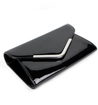 Schompi Vintage Damen Clutch Tasche Lack Abendtasche, abnehmbare Schulterkette Kettentasche, Glänzend, 50er Rockabilly Lederoptik