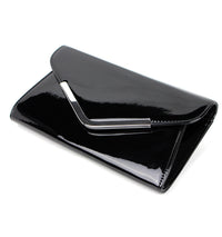 Schompi Vintage Damen Clutch Tasche Lack Abendtasche, abnehmbare Schulterkette Kettentasche, Glänzend, 50er Rockabilly Lederoptik