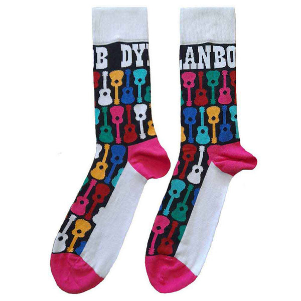 Bob Dylan Socken Guitar Pattern Weiß-Schwarz