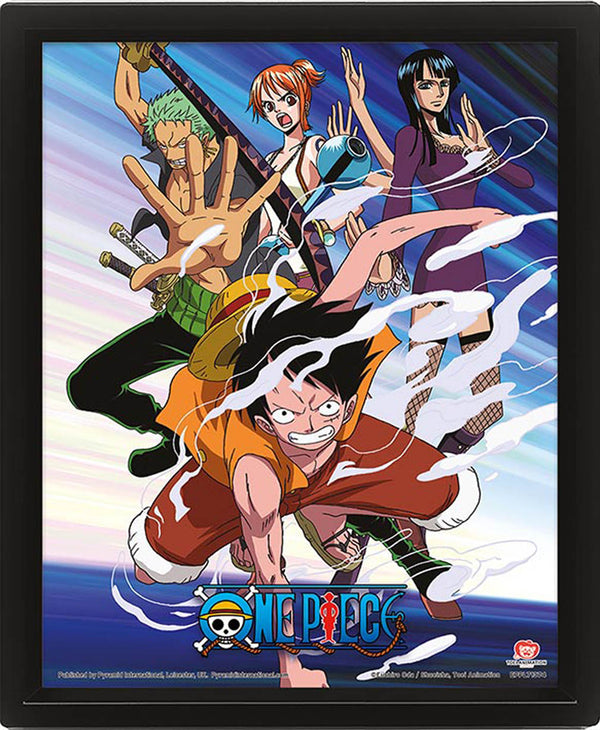 One Piece Gerahmtes 3D Lentikulardruck Bild Straw Hat Pirates Assault
