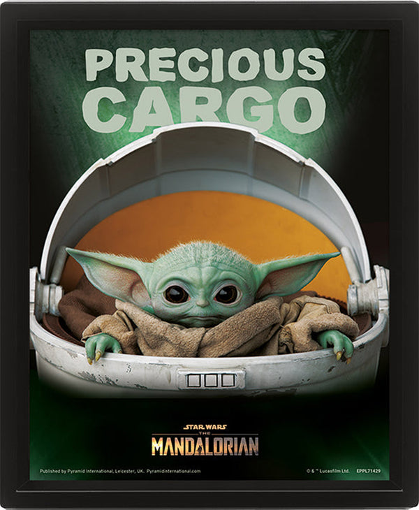 Star Wars Gerahmtes 3D Lentikulardruck Bild The Mandalorian Precious Cargo