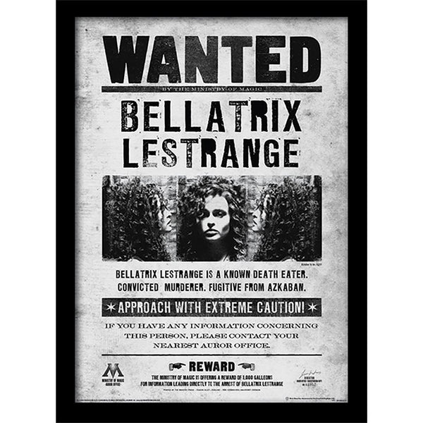 Harry Potter Gerahmtes Bild Bellatrix Lestrange Wanted Poster