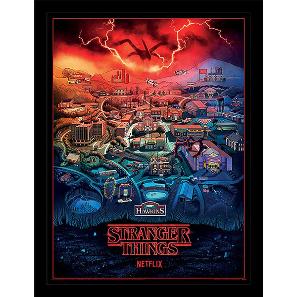 Stranger Things Gerahmtes Bild Hawkins Town