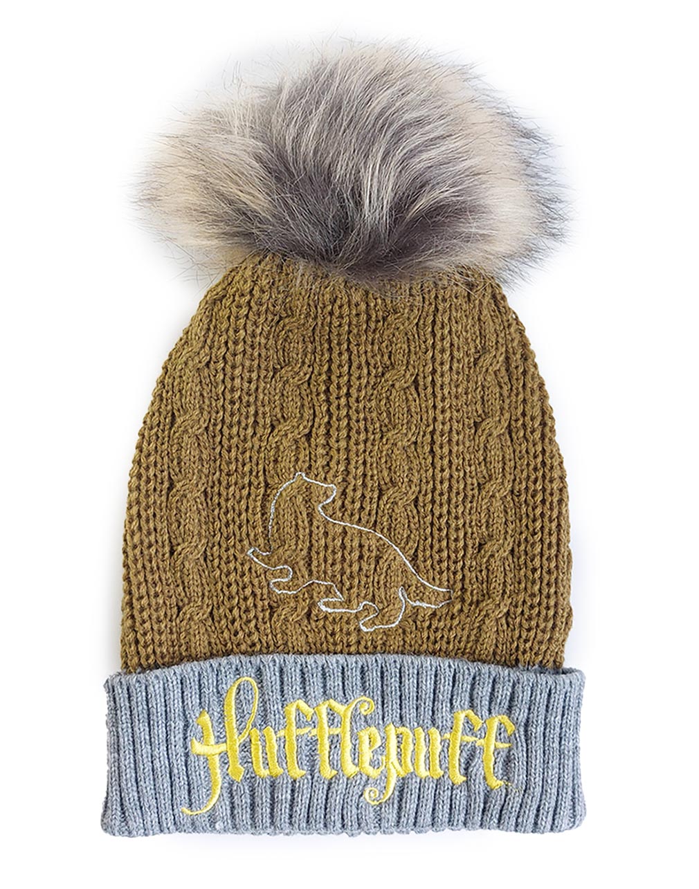 Harry Potter Mütze Hufflepuff House Fur Pom Beanie