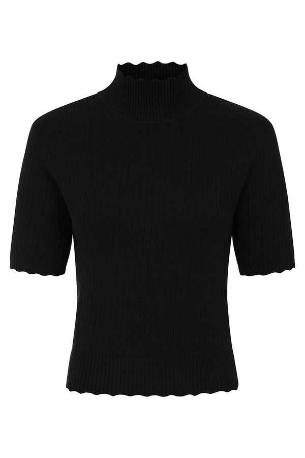 Banned Retro Halbarm Pullover Jane Sweet Scallop Schwarz