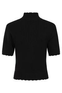 Banned Retro Halbarm Pullover Jane Sweet Scallop Schwarz