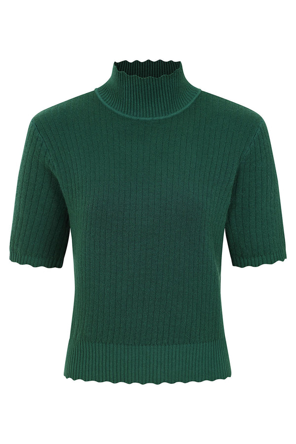 Banned Retro Halbarm Pullover Jane Sweet Scallop Grün