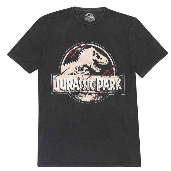 Jurassic Park T-Shirt Scratched Logo Acid Wash