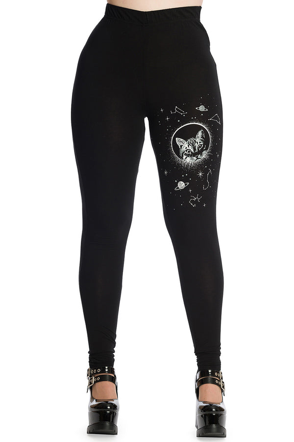 Banned Alternative Leggings Space Cat
