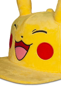 Pokémon Snapback Cap Happy Pikachu Plush Face