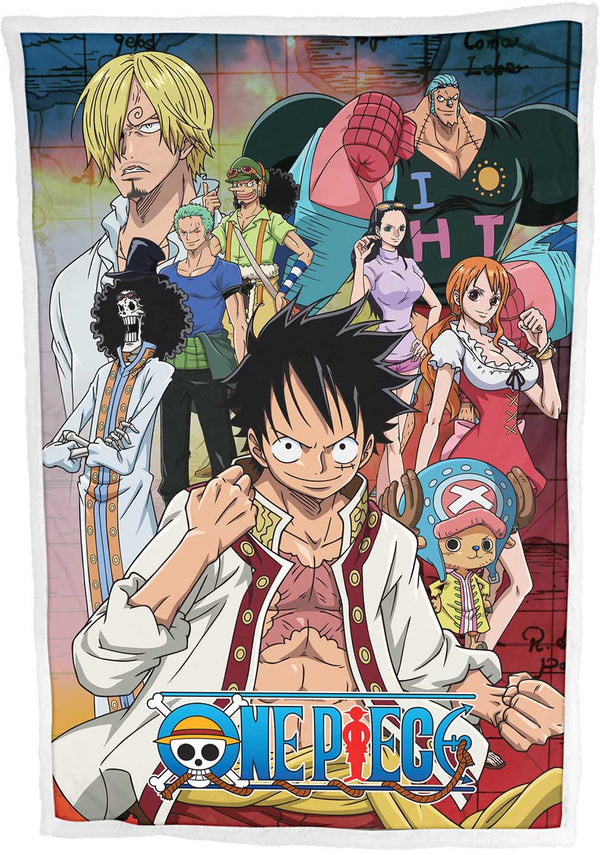 One Piece Decke Characters Ready Sherpa Blanket