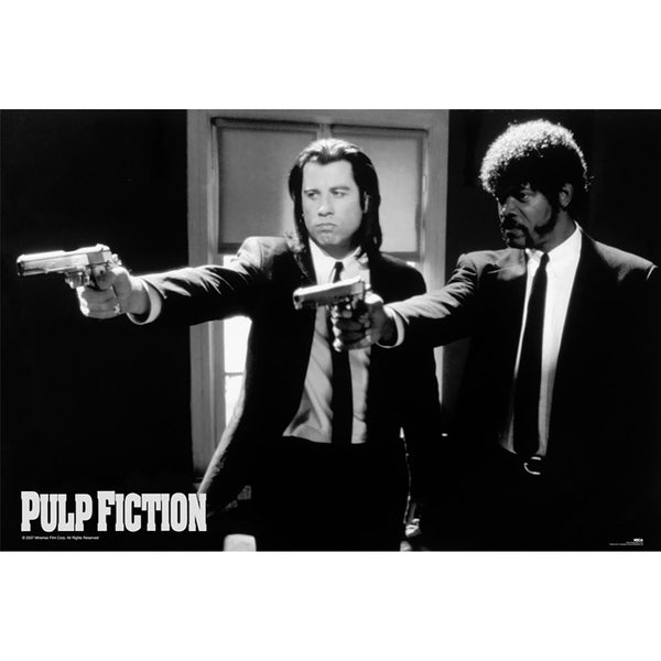 Pulp Fiction Poster Black And White Guns