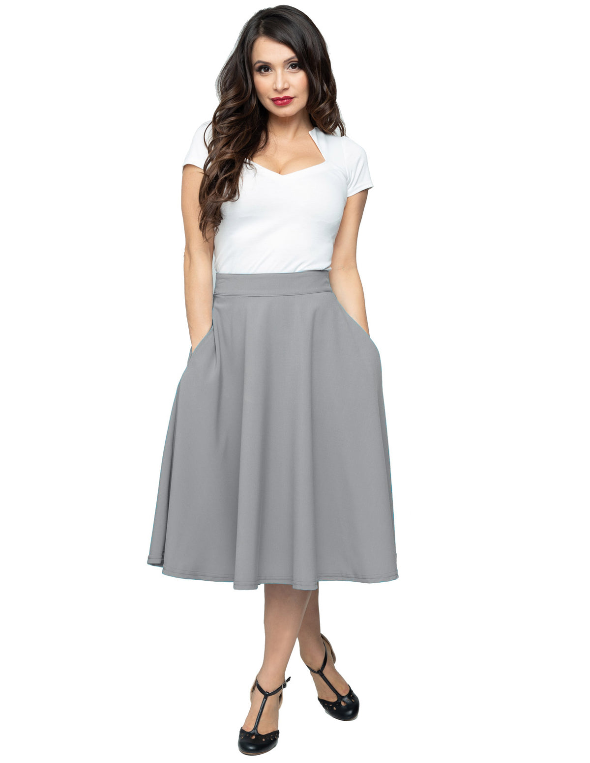 Steady Clothing Tellerrock Pocket High Waist Thrills Hellgrau