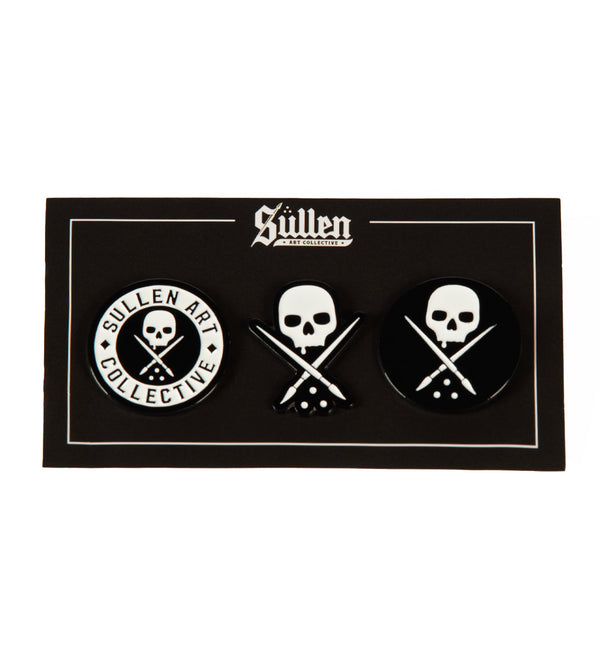 Sullen Clothing Anstecknadel SAC Skull Logos Pin Badge Set