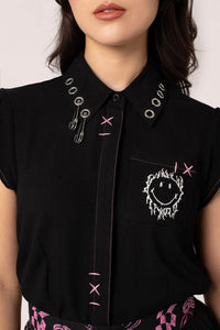 Hell Bunny X SMILEY Originals Bluse Dylan Shirt