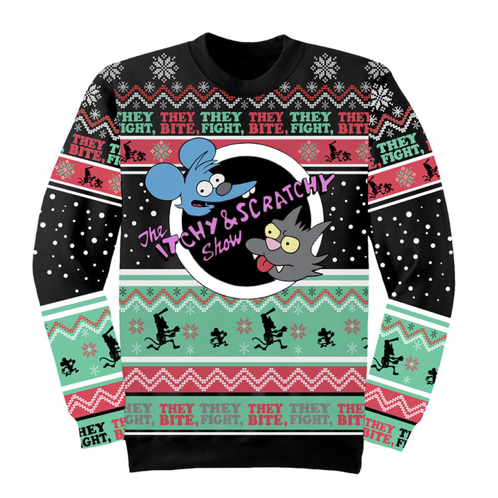 Die Simpsons Weihnachtspullover Itchy & Scratchy