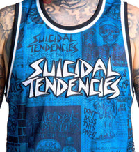 Sullen Clothing X Suicidal Tendencies Basketball Tank Top Posted Jersey Blau