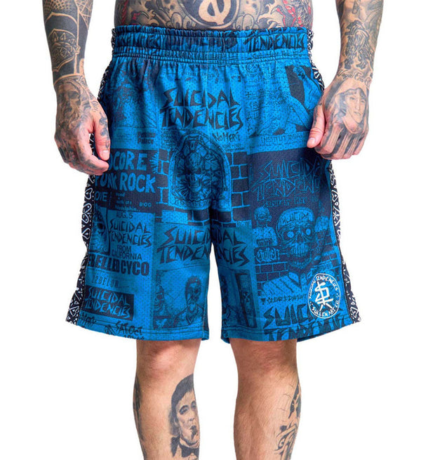 Sullen Clothing X Suicidal Tendencies Basketball Shorts Posted Blau