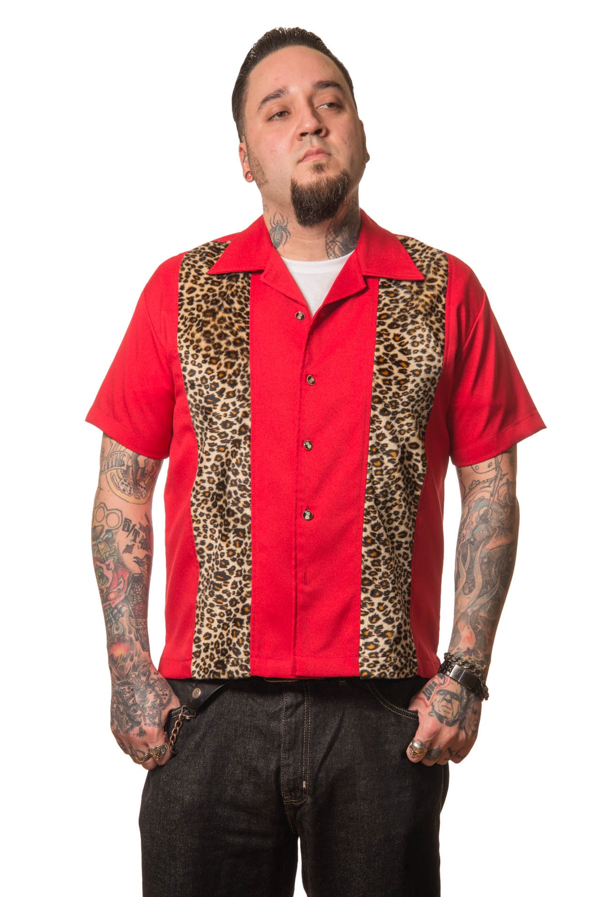 Steady Clothing Hemd Leopard Panel Rot