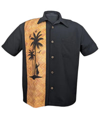 Steady Clothing Bowling Hemd Hula Palm Schwarz