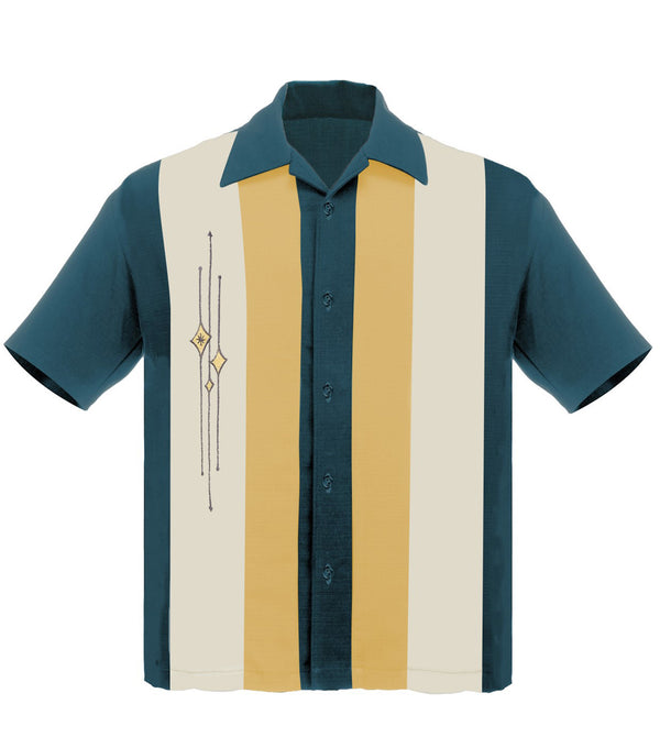 Steady Clothing Hemd The Finley Teal Mustard Cream
