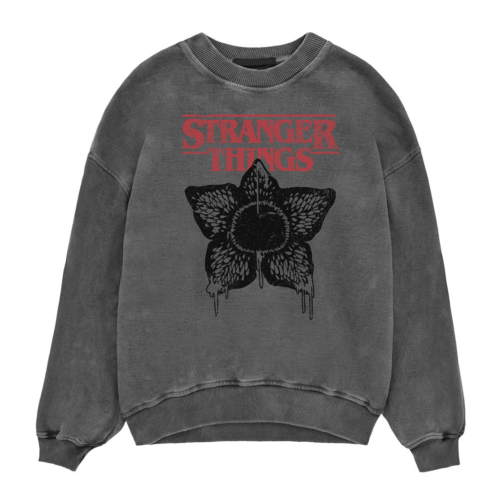 Stranger Things Pullover Horror Silhouette Acid Wash