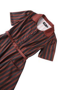 Dolly and Dotty Kleid Penelope 50s Shirt Dress Navy Burgundy Stripes
