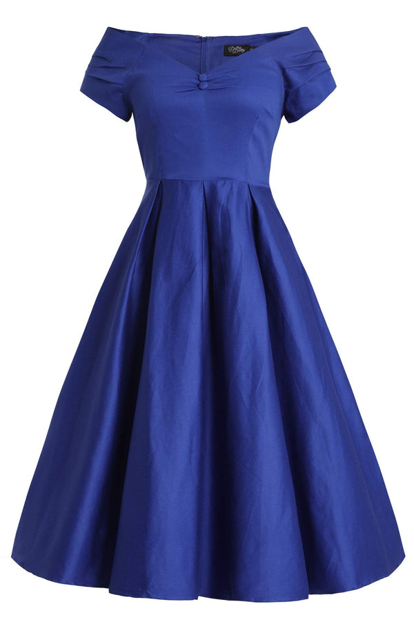 Dolly and Dotty Swing Kleid Lily Dark Blue Off-Shoulder