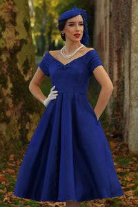 Dolly and Dotty Swing Kleid Lily Dark Blue Off-Shoulder
