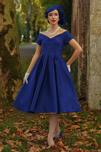 Dolly and Dotty Swing Kleid Lily Dark Blue Off-Shoulder