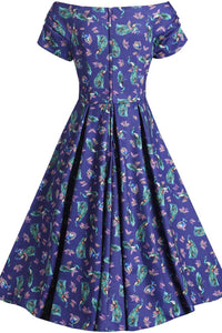 Dolly and Dotty Swing Kleid Lily Purple Peacocks Off-Shoulder