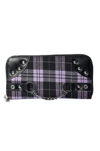 Banned Alternative Geldbörse Tartan Handcuff Lila