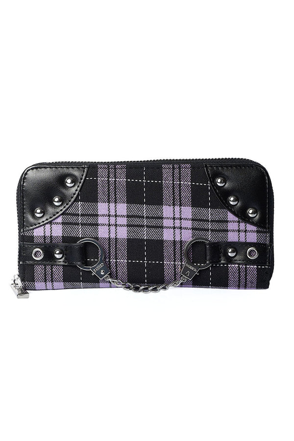 Banned Alternative Geldbörse Tartan Handcuff Lila