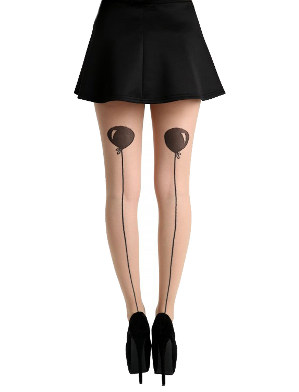 Schompi Damen Strumpfhose mit Motiv - Ballon Naht Tights Nude Pantyhose