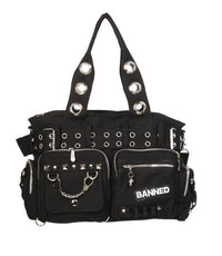 Banned Damen Handtasche Sweet Revenge - Schultertasche Nieten Ösen Goth Punk