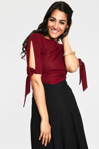 Voodoo Vixen Oberteil Benny Burgundy Cowl Neck