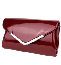Schompi Vintage Damen Clutch Tasche Lack Abendtasche, abnehmbare Schulterkette Kettentasche, Glänzend, 50er Rockabilly Lederoptik