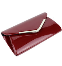 Schompi Vintage Damen Clutch Tasche Lack Abendtasche, abnehmbare Schulterkette Kettentasche, Glänzend, 50er Rockabilly Lederoptik