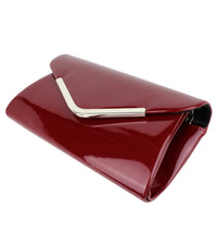 Schompi Vintage Damen Clutch Tasche Lack Abendtasche, abnehmbare Schulterkette Kettentasche, Glänzend, 50er Rockabilly Lederoptik