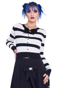 Jawbreaker Strickjacke Striped Skull Bow