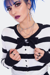 Jawbreaker Strickjacke Striped Skull Bow