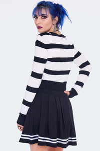 Jawbreaker Strickjacke Striped Skull Bow