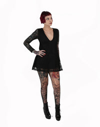 Schompi Tights Cobweb - Spinnennetz Strumpfhose Schwarz Gothic Punk