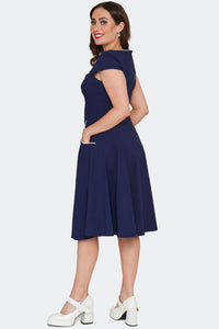 Voodoo Vixen Swing Kleid Connie 1950's Piping Navy