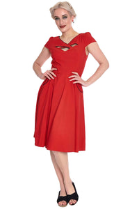 Voodoo Vixen Swing Kleid Criss Cross Contrast Piping